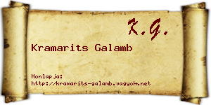 Kramarits Galamb névjegykártya
